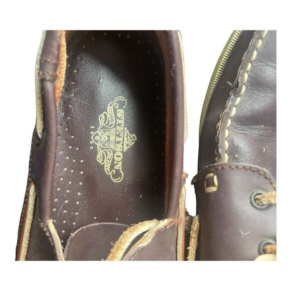 Men's Stetson Vintage Brown Leather Boat Shoes Size 10 - Picture 4 of 6